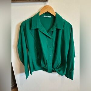 Stateside Voile Long Sleeve Front Twist Shirt